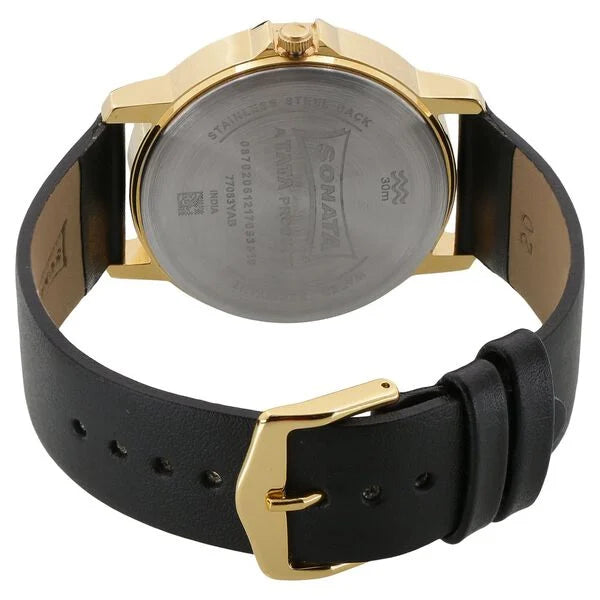 Sonata Quartz Analog with Day and Date White Dial Leather Strap Watch for Men