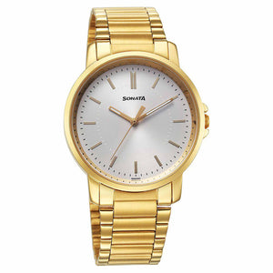 Sonata Traditional Essentials Quartz Analog Silver Dial Stainless Steel Strap Watch for Men