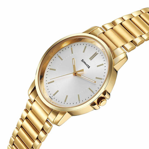 Sonata Traditional Essentials Quartz Analog Silver Dial Stainless Steel Strap Watch for Men