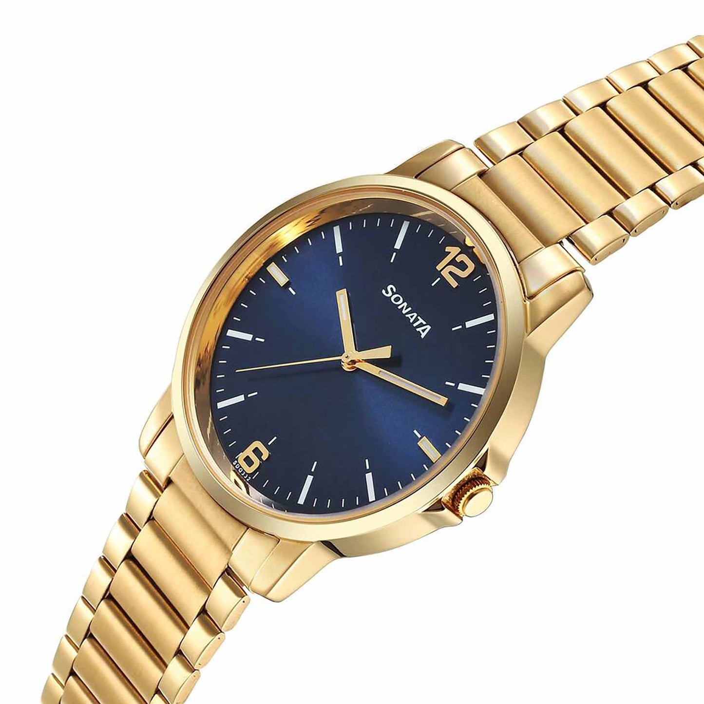Sonata Traditional Essentials Quartz Analog Blue Dial Stainless Steel Strap Watch for Men