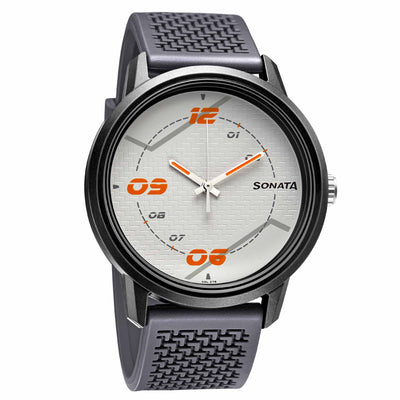 Sonata Grey Dial Silicone Strap Analog Watch for Men