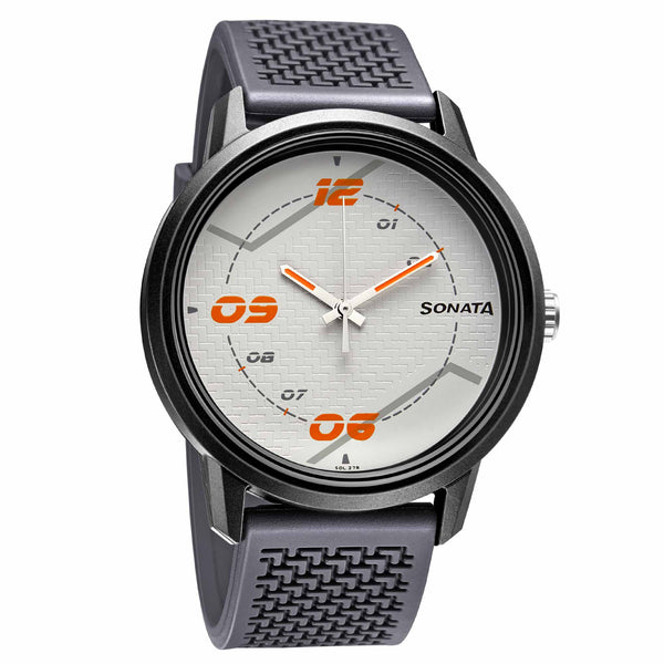Sonata Grey Dial Silicone Strap Analog Watch for Men