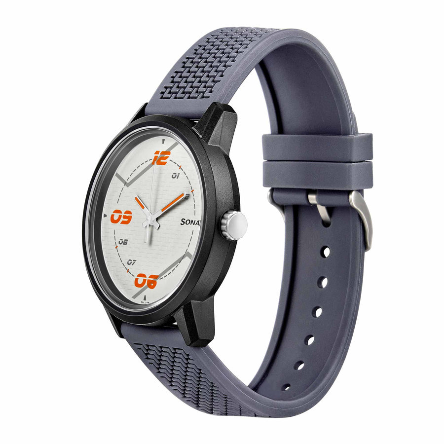 Sonata Grey Dial Silicone Strap Analog Watch for Men