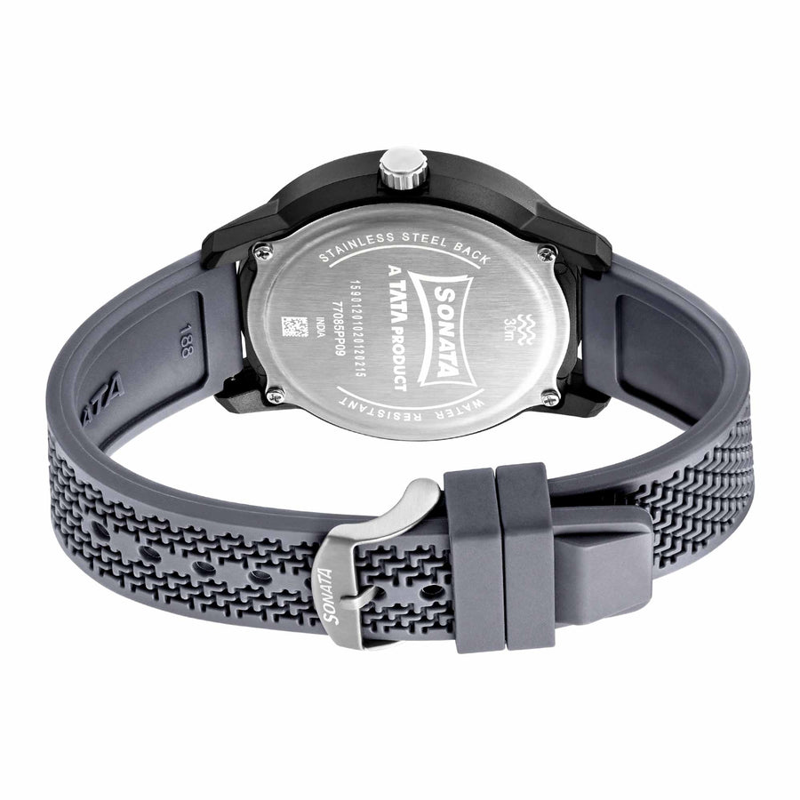 Sonata Grey Dial Silicone Strap Analog Watch for Men