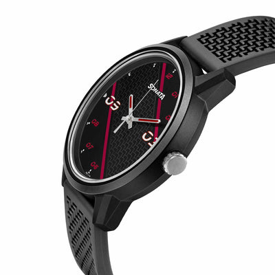 Sonata Black Dial Silicone Strap Analog Watch for Men