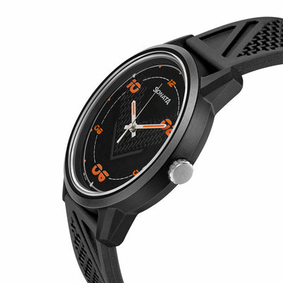 Sonata Black Dial Silicone Strap Analog Watch for Men