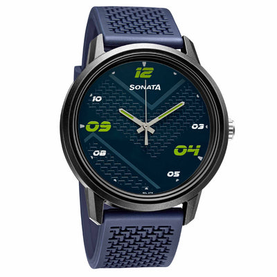 Sonata Blue Dial Silicone Strap Analog Watch for Men
