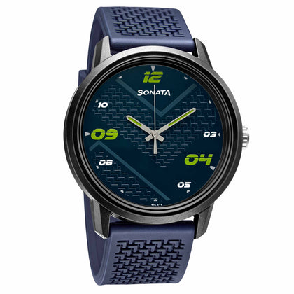 Sonata Blue Dial Silicone Strap Analog Watch for Men