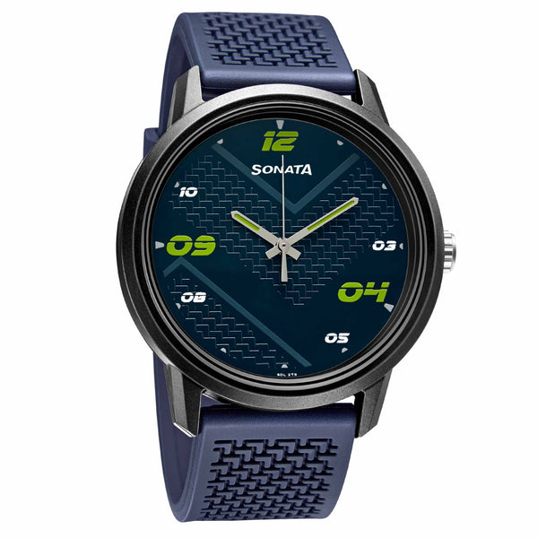 Sonata Blue Dial Silicone Strap Analog Watch for Men