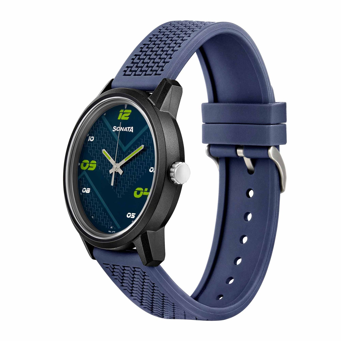 Sonata Blue Dial Silicone Strap Analog Watch for Men