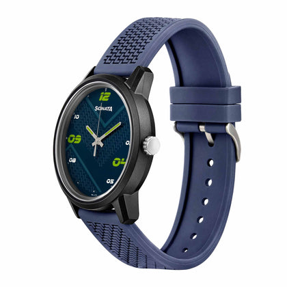 Sonata Blue Dial Silicone Strap Analog Watch for Men