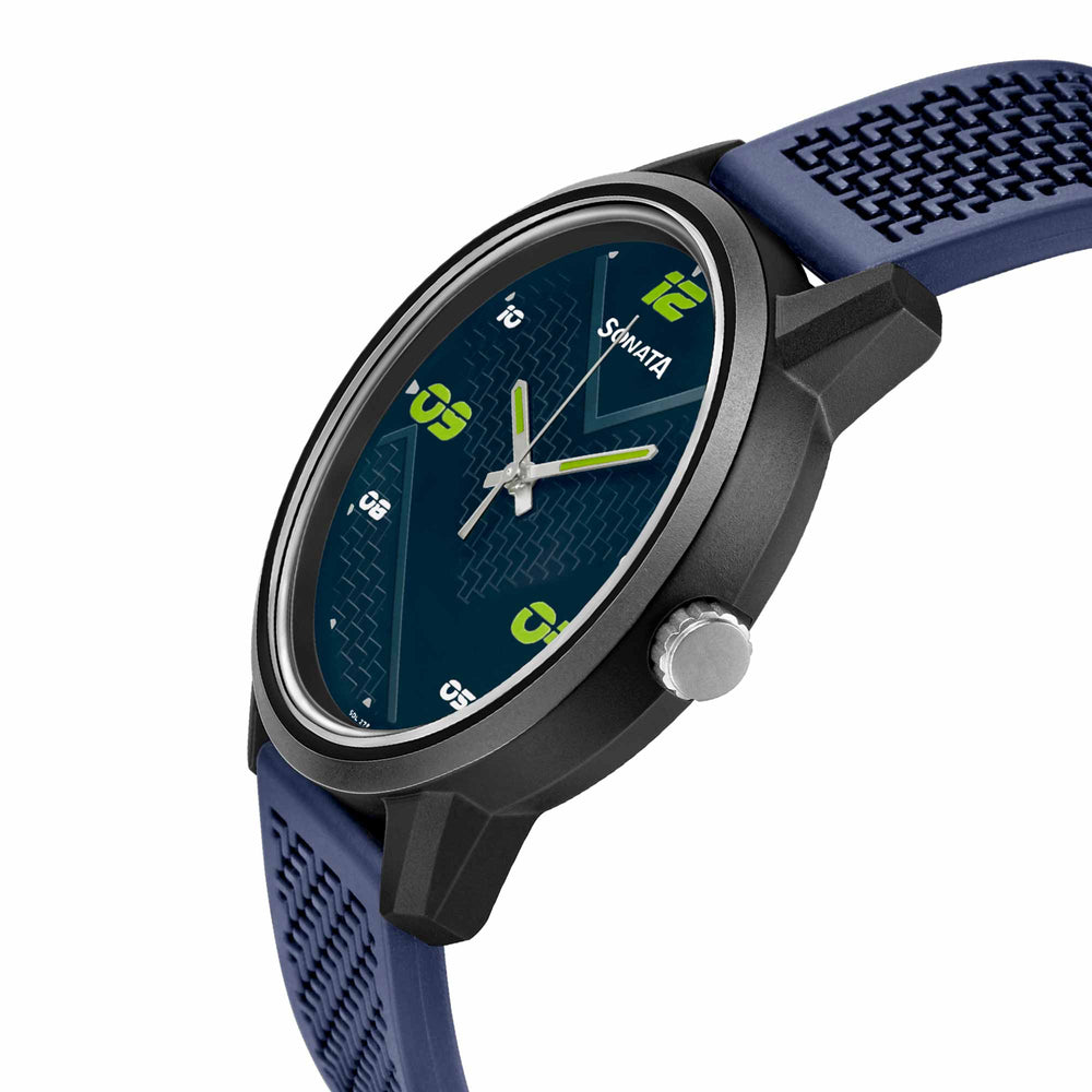 Sonata Blue Dial Silicone Strap Analog Watch for Men