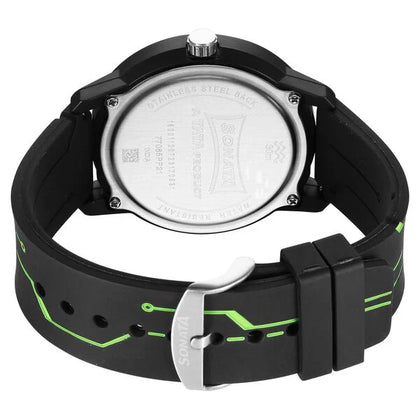 Sonata Volt Quartz Analog Black Dial Polyurethane Strap Watch for Men