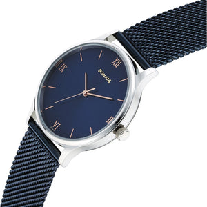 Sonata Blues Quartz Analog Blue Dial Metal Strap Watch for Men