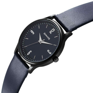Sonata Aspire Quartz Analog Blue Dial Leather Strap Watch for Men