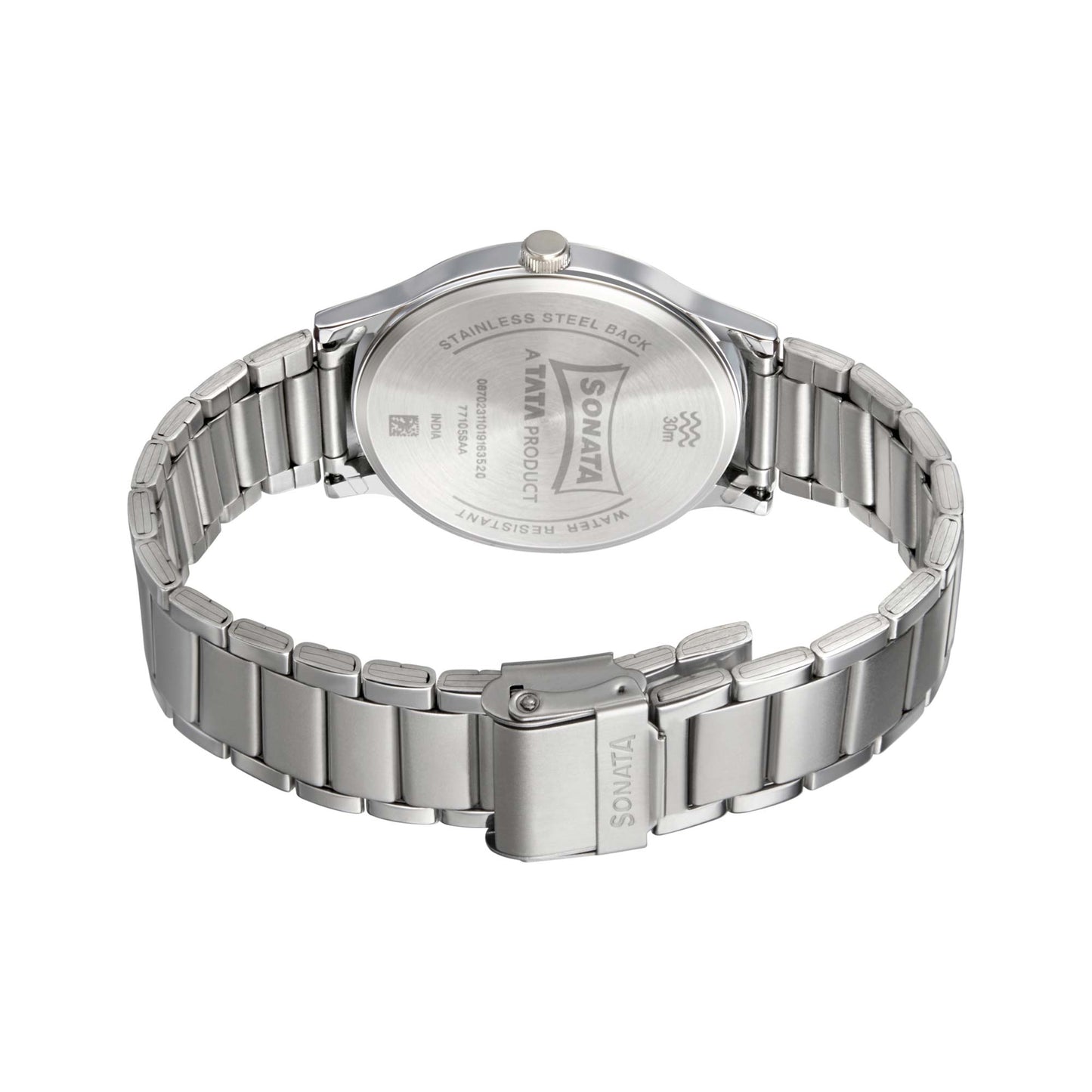 Sonata Smart Plaid Quartz Analog Blue Dial Stainless Steel Strap Watch for Men