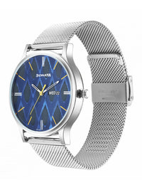 Sonata Knot Blue Dial Stainless Steel Strap Watch for Men