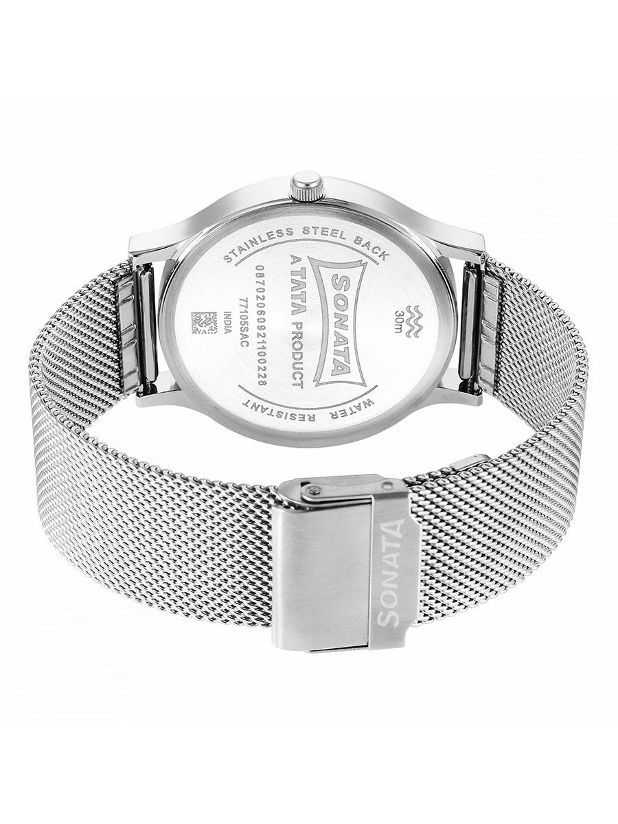 Sonata Knot Blue Dial Stainless Steel Strap Watch for Men