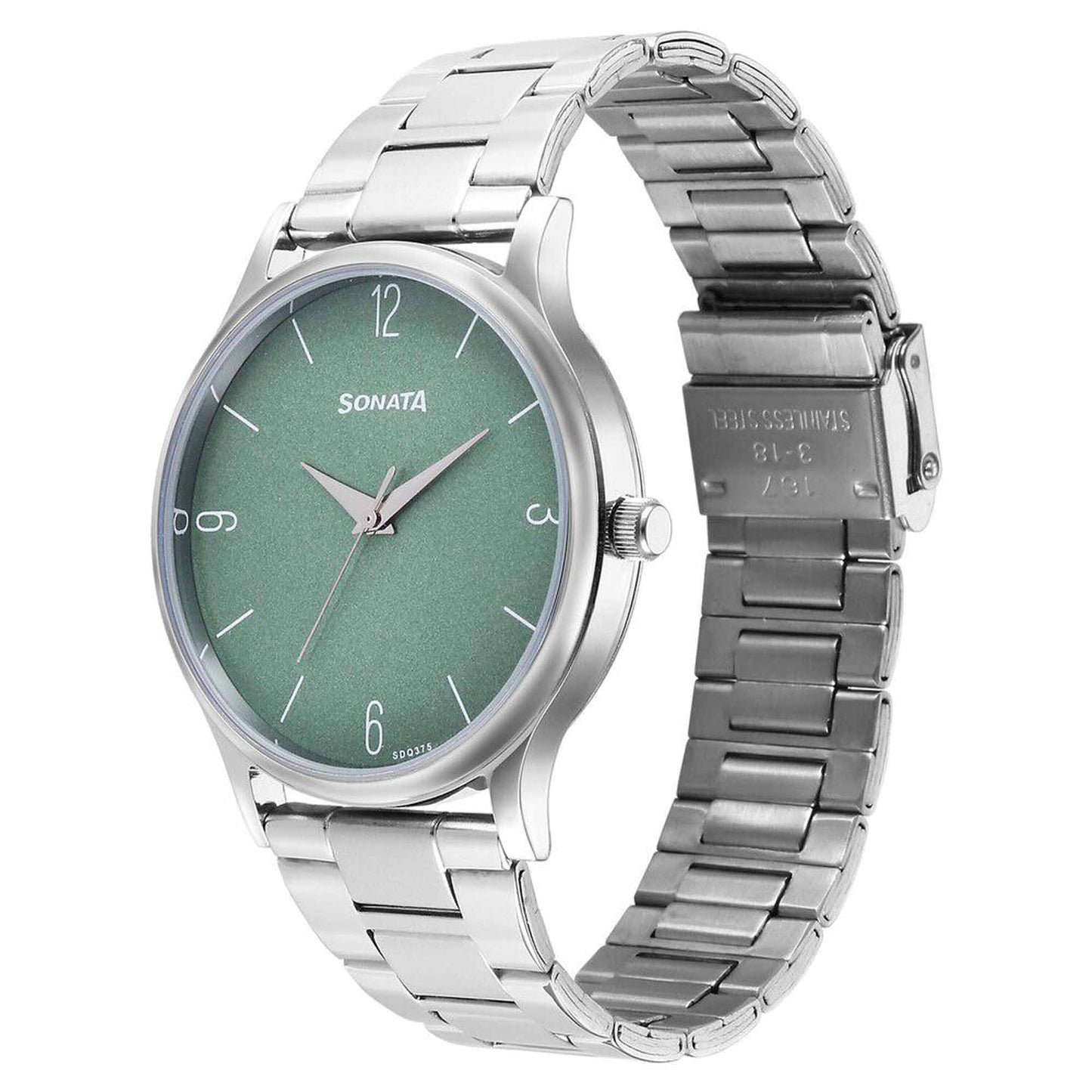 Sonata Aspire Quartz Analog Green Dial Silver Stainless Steel Strap Watch for Men