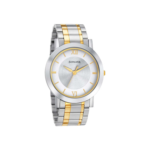 Sonata Quartz Analog with Date Grey Dial Stainless Steel Strap Watch for Men