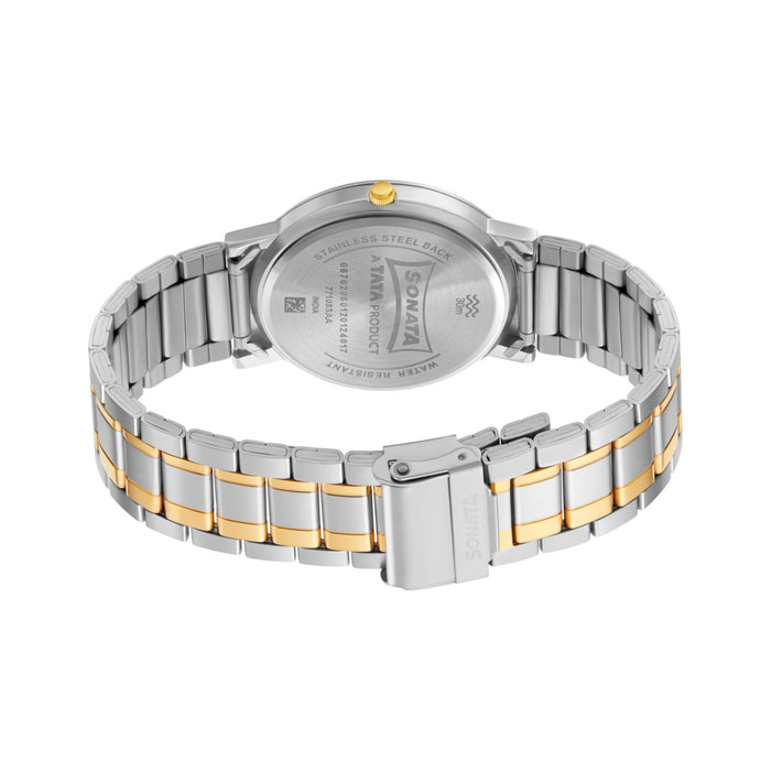 Sonata Quartz Analog with Date Grey Dial Stainless Steel Strap Watch for Men