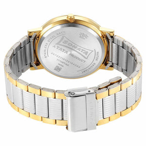 Sonata Utsav Quartz Analog Grey Dial Stainless Steel Strap Watch for Men