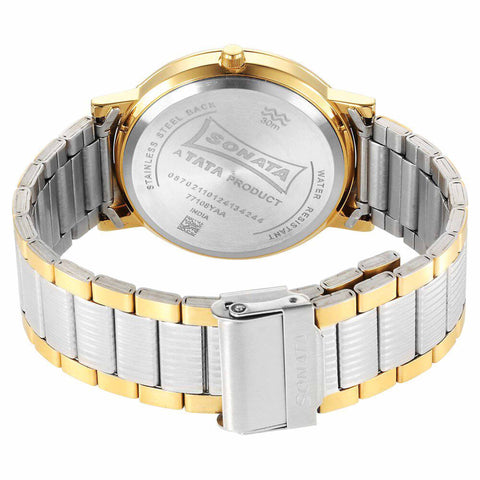 Sonata Utsav Quartz Analog Grey Dial Stainless Steel Strap Watch for Men