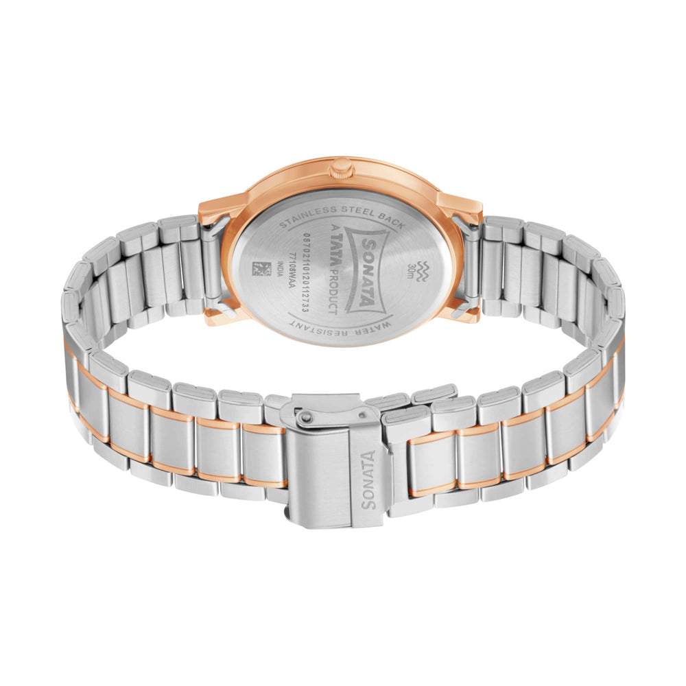 Sonata Quartz Analog Blue Dial Stainless Steel Strap Watch for Men