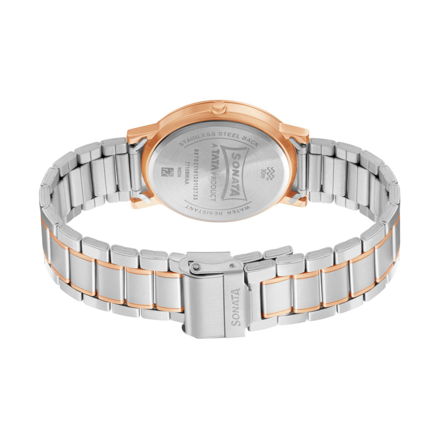 Sonata Quartz Analog Blue Dial Stainless Steel Strap Watch for Men