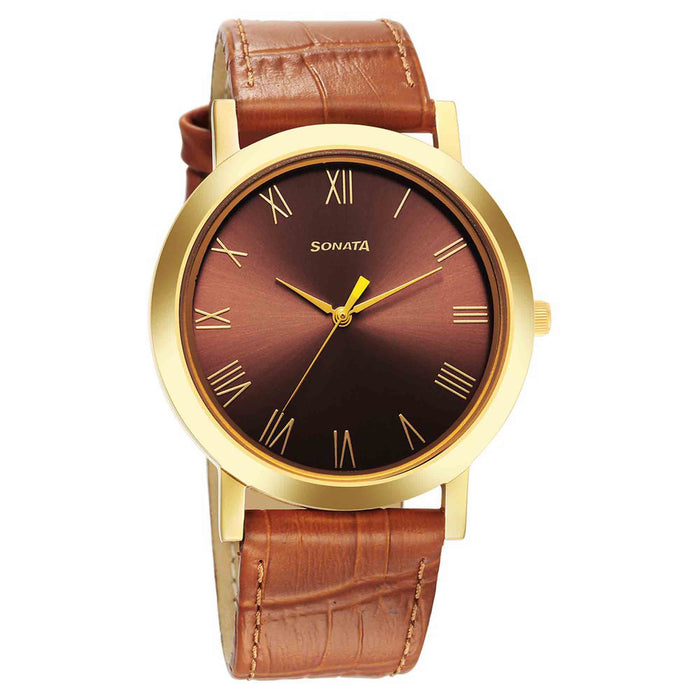 Sonata Utsav Brown Dial Watch for Men