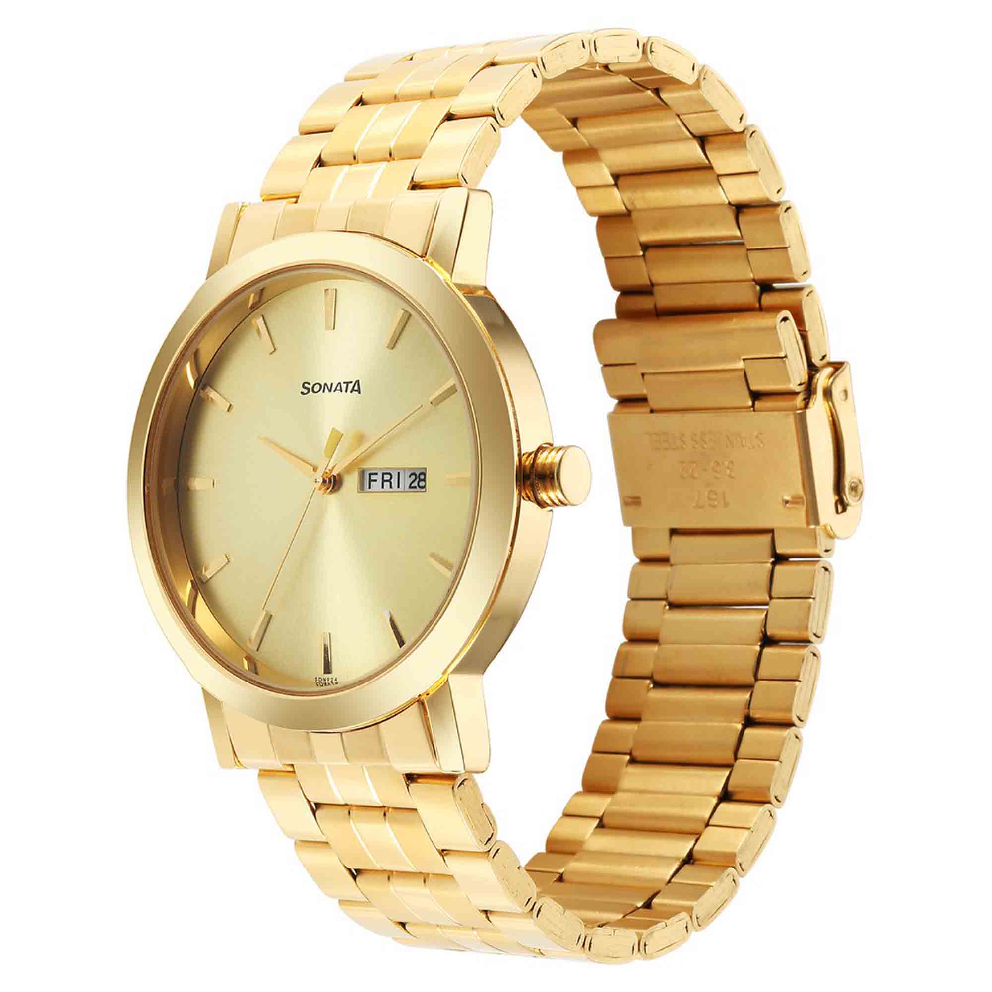 Sonata Utsav Champagne Dial Watch for Men
