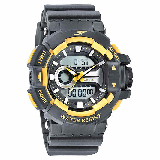 SF Quartz Digital Analog Digital Black Dial PU Strap Watch for Men 77118PP03