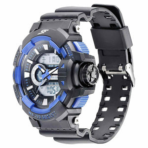 SF Quartz Digital Analog Digital Black Dial PU Strap Watch for Men 77118PP06
