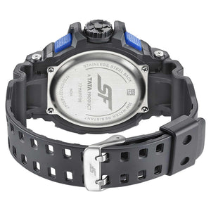 SF Quartz Digital Analog Digital Black Dial PU Strap Watch for Men 77118PP06