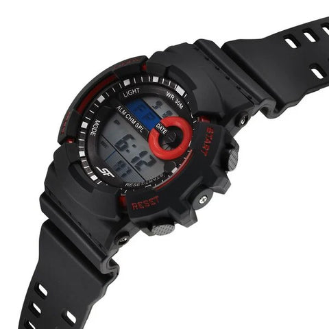 SF Sporty Digital Black Dial Black Polyurethane Strap Watch for Men