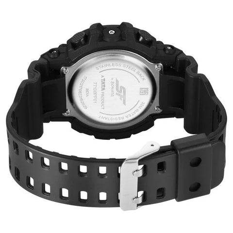 SF Sporty Digital Black Dial Black Polyurethane Strap Watch for Men