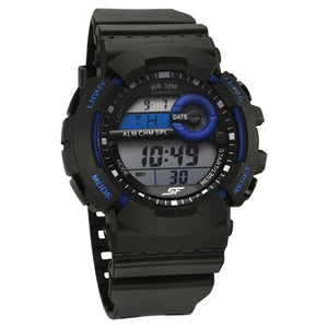 SF Sporty Digital Black Dial Black Polyurethane Strap Watch for Men
