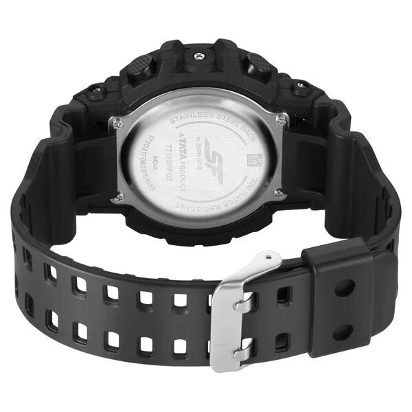 SF Sporty Digital Black Dial Black Polyurethane Strap Watch for Men