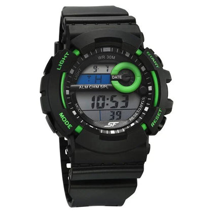 SF Sporty Digital Black Dial Black Polyurethane Strap Watch for Men