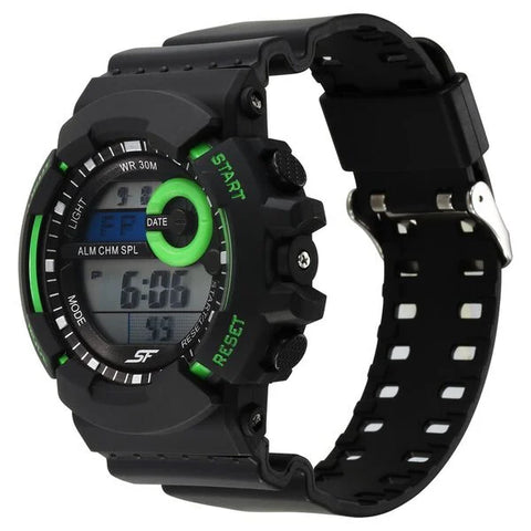 SF Sporty Digital Black Dial Black Polyurethane Strap Watch for Men