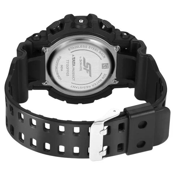 SF Sporty Digital Black Dial Black Polyurethane Strap Watch for Men