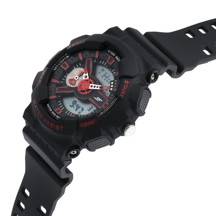 Sonata SF Dreamer Series Quartz Digital Analog Digital Black Plastic Strap for Men