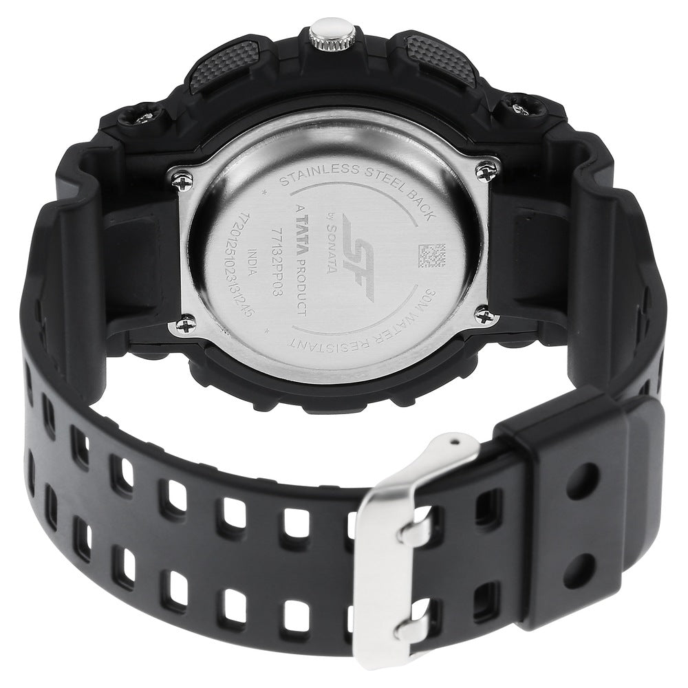 Sonata SF Dreamer Series Quartz Digital Analog Digital Black Plastic Strap for Men