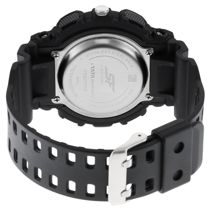 Sonata SF Dreamer Series Quartz Digital Analog Digital Black Plastic Strap for Men
