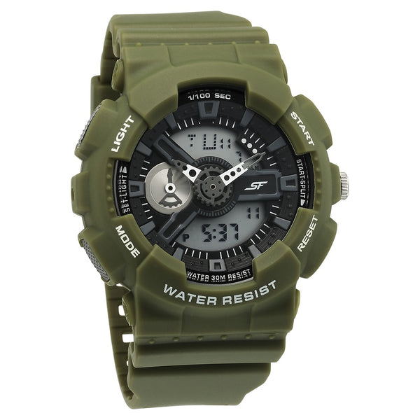 Sonata SF Dreamer Series Quartz Digital Analog Digital Black Plastic Strap for Men