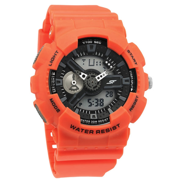 Sonata SF Dreamer Series Quartz Digital Analog Digital Black Plastic Strap for Men