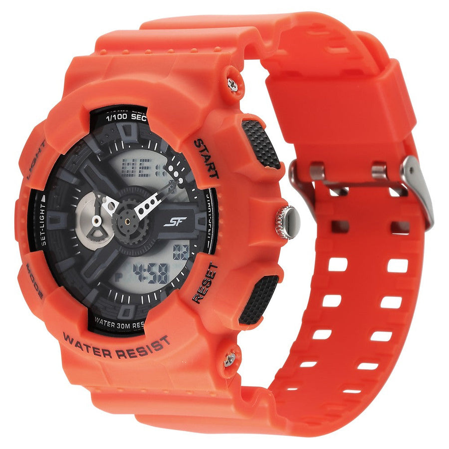 Sonata SF Dreamer Series Quartz Digital Analog Digital Black Plastic Strap for Men