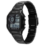 SF Hexa Metal Digital Black Dial Black Stainless Steel Strap Unisex Watch