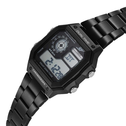 SF Hexa Metal Digital Black Dial Black Stainless Steel Strap Unisex Watch