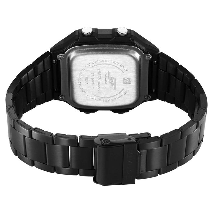 SF Hexa Metal Digital Black Dial Black Stainless Steel Strap Unisex Watch